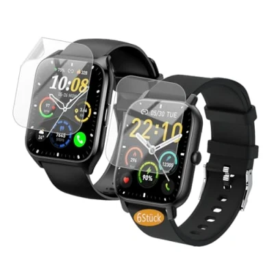 Abbildung von Frgnie Schutzfolie kompatibel für Ddidbi Smartwatch Damen 1,85 Zoll (6 Stück) Hülle Blasenfreie Displayschutz, HD Flexibel TPU Folie, Nerunsa/Aptkdoe P66D