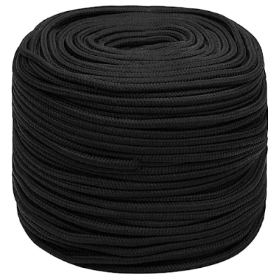 Abbildung von vidaXL Bootsseil Ankerleine Festmacher Tauwerk PP Leine Seil Tau Polypropylenseil Geflochten Flechtleine Schwarz 6mm 100m Polypropylen