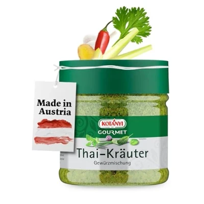 Abbildung von Kotanyi Gourmet Thai Kräuter Gewürzmischung, typischer Geschmack nach Ingwer, Koriander und Zitronengras, 151 g
