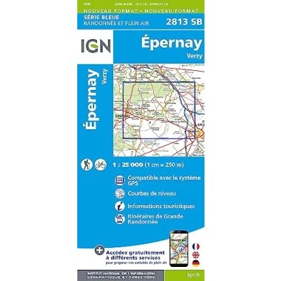 Abbildung von IGN Karte, Serie Bleue Epernay Verzy (Série Bleue, Band 2813)