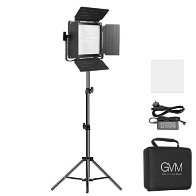 Abbildung von GVM 480 LED Videolicht mit Stativ, Dimmbare 2300K 6800K Zweifarbig Videobeleuchtung APP Steuerung, SLED Fotografie Dauerlicht für Studiolicht Studio YouTube Video Studioset, Videolampe