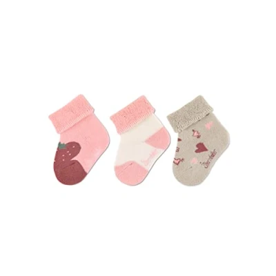 Abbildung von Sterntaler Baby Mädchen Socken Socke 3er Pack Erdbeere Baby, Babysöckchen, Babysocken aus Baumwolle rosa, 18