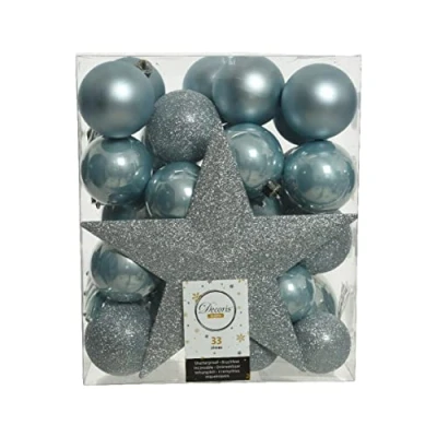 Abbildung von Weihnachtskugel plc d8 cm neblig blau 33pcs Weihnachten Decoris