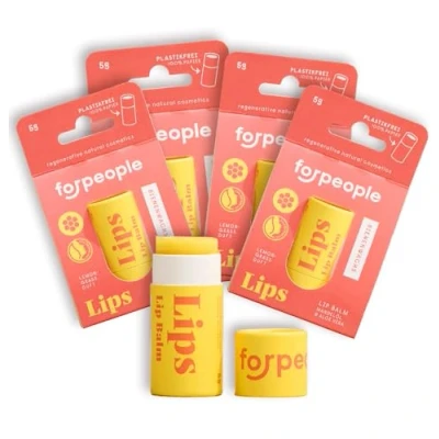 Abbildung von 4peoplewhocare Bio Lippenbalsam mit Bienenwachs 5er Set &quot;Auf&#039;s Mäulchen&quot; Lippenpflege Zitronengras Duft Nachhaltiger Lippenpflegestift für trockene und rissige Lippen Naturkosmetik
