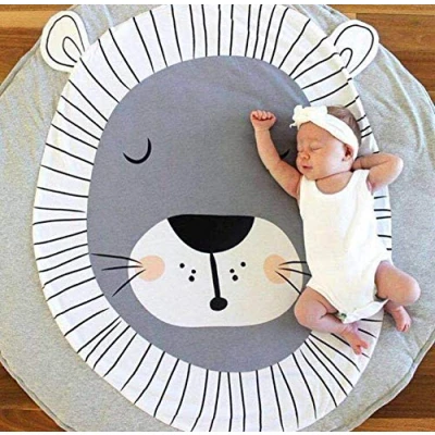 Abbildung von KIKOM Baby Krabbeldecke Cartoon Tier Spielmatte Spieldecke Baumwolle Weiche Schlafteppich für Kinder 90CM (Löwe)