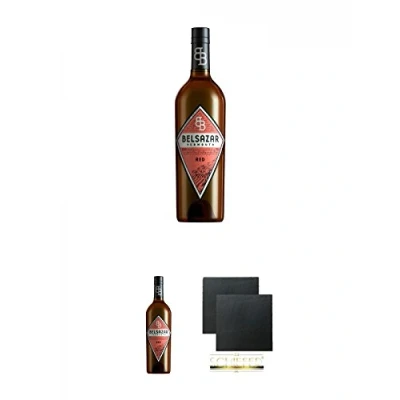 Abbildung von Belsazar Vermouth RED 0,75 Liter + Schiefer Glasuntersetzer eckig ca. 9,5 cm Ø 2 Stück