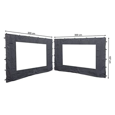 Abbildung von 2 Seitenteile mit PE Fenster 300x197cm für Rank Pavillon 3x3m Seitenwand Terra/Rotorange RAL 2001