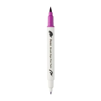 Abbildung von Pentel Brush Sign Pen Twin SESW30C Faserschreiber, 2 pinselähnliche Spitzen, magenta (1 Stück)