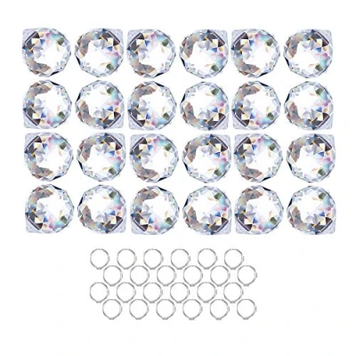 Abbildung von 24 Pack Kristalle zum aufhängen,20mm Kristall Prisma Sonnenscheinfänger, Als Dekoration,Bunte Regenbogen,Kristalle Aufhängen Kronleuchter,Feng Shui Sonnenfänger (Clear)