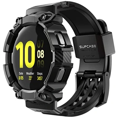 Abbildung von SUPCASE Armband für Galaxy Watch 5 44mm (2022) / 4 (2021), Robust Hülle Ersatzarmband Sport Band Bumper Case Schutzhülle [Unicorn Beetle Pro] (Schwarz)