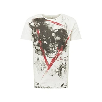 Abbildung von Key Largo T Shirt Hype Skull Print vintage Look MT00340 Rundhals Auschnitt bedruckt kurzarm slim fit