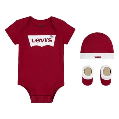 Abbildung von Levi&#039;s Classic Batwing Infant Bootie Boxed SET Mütze für Kinder, Größe: 50 68, Red