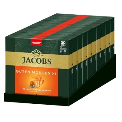 Abbildung von Jacobs Kaffeekapseln Guten Morgen XL, Nespresso* kompatible Kapseln, Intesiver Kaffee, Intensität 8/12, 200 Stück (10 x 20 Getränke)
