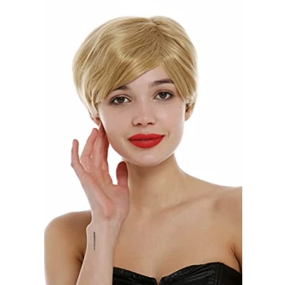 Abbildung von WIG ME UP DP HH 24B Perücke Echthaar Damen Herren kurz Pixie wellig Scheitel blond goldblond