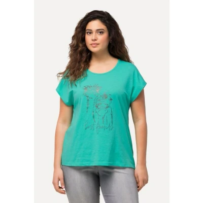 Abbildung von Ulla Popken Animal CAP Sleeve Graphic Tshirt print, Damen, Größe: 58/60, Turquoise green