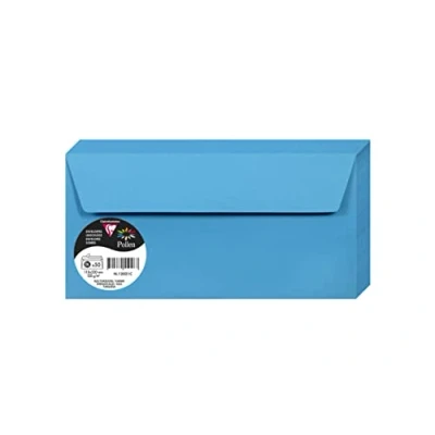 Abbildung von Clairefontaine 120021C Packung mit 50 Umschlägen Pollen, selbstklebend, Marmorpapier, DL 11x22cm, 120g, Türkis 1 Pack