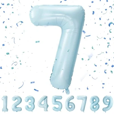 Abbildung von Geburtstag zahlen luftballon 7 jahre Pastel Blau Folienballon XXL Riesen in 40&quot; 101cm Geburtstagsdeko Ballon Zahl Deko zum .Fliegt mit Helium