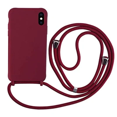 Abbildung von MEVIS Hülle kompatibel mit iPhone X/XS, TPU Silikon Handyhülle Band Rot