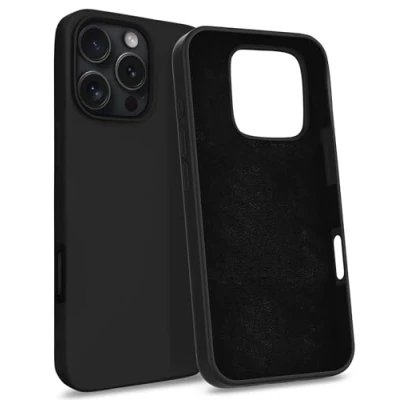 Abbildung von MyGadget Hülle für iPhone 16 Pro Gummierte Handyhülle [ 3 Layer Struktur ] Schutzhülle mit Soft Inlay &amp; Hardcase Cover außen Schwarz