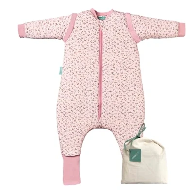 Abbildung von molis&amp;co. Baby Schlafsack mit Füßen, abnehmbare Ärmel und Socken. 2.5 TOG. Ideal für die Übergangszeit den Winter. 100% Baumwolle (Oeko TEX 100). (Misty Rose, 80 cm (2 Jahre))