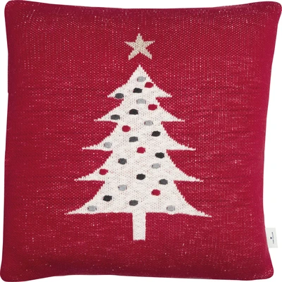 Abbildung von TOM TAILOR HOME Dekokissen &quot;Knitted Red Tree&quot;, Gestrickte Kissenhülle ohne Füllung mit Weihnachtsbaum Motiv, 1 Stück