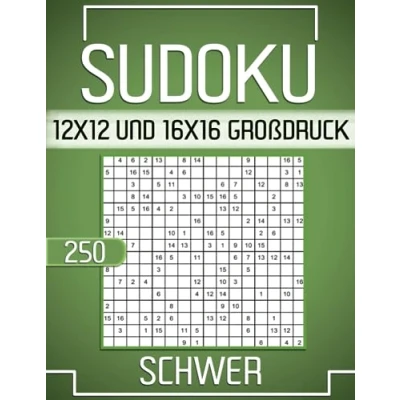 Abbildung von 250 Sudoku 12x12 und 16x16 Großdruck Schwer: mit Lösungen.