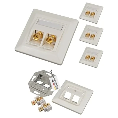 Abbildung von tsnetworks 4X Bananenstecker Lautsprecher Anschlussdose mit Polklemme Keystone Modul vergoldet rot/schwarz, High End Anschlussterminal Buchse für Lautsprecherkabel bis 4 mm²