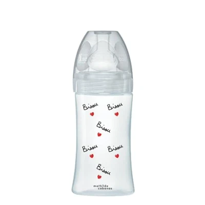Abbildung von DODIE Mathilde Cabanas Anti Colic Flasche, flacher Sauger, 270 ml, Durchflussmenge 2