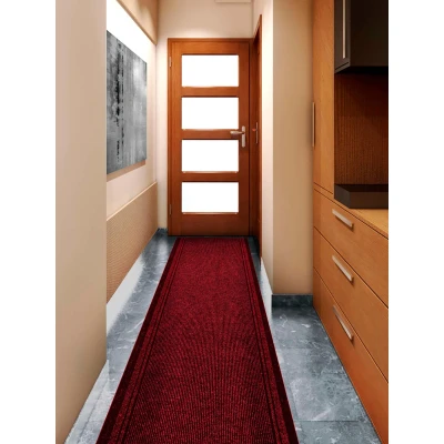 Abbildung von Primaflor Sauberlauf MALAGA, Rot, 0,66m x 5,50m, Rutschfester Schmutzfangläufer Meterware, Schmaler Küchen Läufer nach Maß, Zuschneidbarer Teppichläufer, Eingangsmatte für Flur und Windfang
