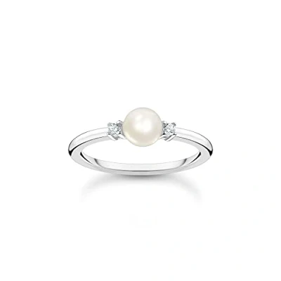Abbildung von THOMAS SABO Damen Ring Perle mit weißen Steinen 925 Sterlingsilber TR2370 167 14