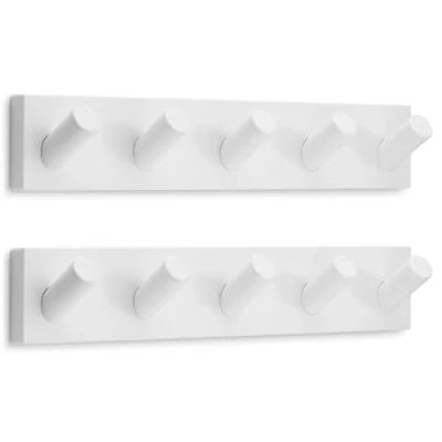 Abbildung von LARHN Garderobenleiste Weiß mit 5 Haken (2 Stk.), 42cm Wandgarderobe, Jackenhalter Wand, Hakenleiste Garderobe Kleiderhaken, Garderobenhaken Series 6