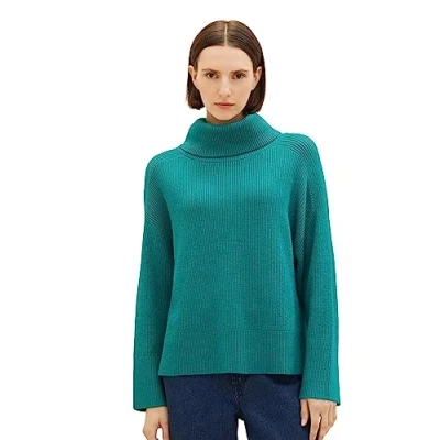 Abbildung von TOM Tailor Double FACE Strickpullover, Damen, Größe: Medium, Ever green melange