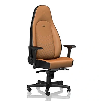 Abbildung von noblechairs ICON Cognac/Schwarz Gaming Stuhl 150 kg Belastbarkeit Chefsessel Bürostuhl Ergonomisch Drehstuhl mit Rollen Ergonomic Chair Office Echtleder Inklusive Kissen
