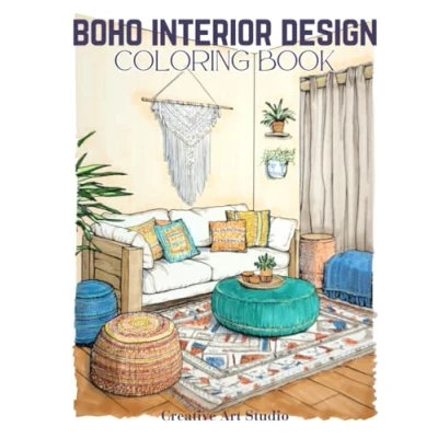 Abbildung von Boho Interior Design Coloring Book: Inspiring Spaces for Creative Minds
