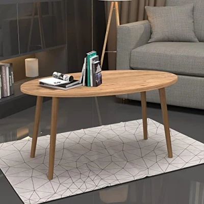 Abbildung von en.casa Couchtisch, »Sindal« Sofatisch oval 41 x 90 50 cm Holzfarben