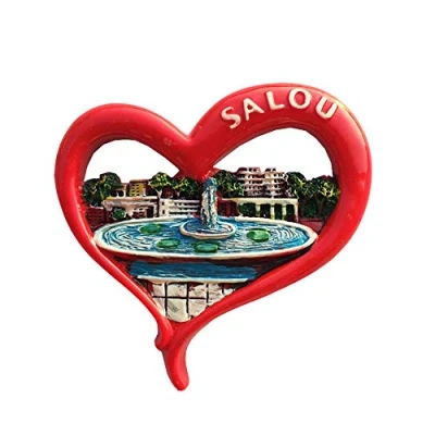 Abbildung von Salou Spanien 3D Kühlschrankmagnet, Herzform, Souvenir, Geschenk, handgefertigt, Heim und Küchendekoration, Kühlschrank Magnet Kollektion