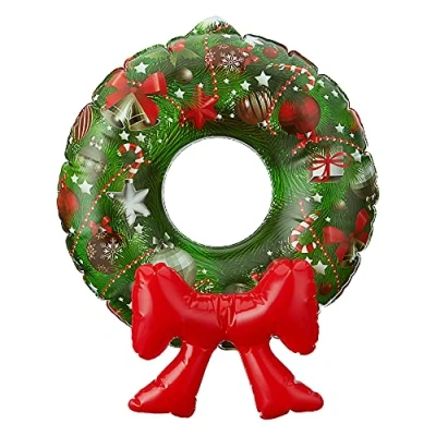 Abbildung von Cepewa Türkranz aufblasbar zum Aufhängen Ø40cm Weihnachtsdesign Schleife Adventskranz Wandekoration