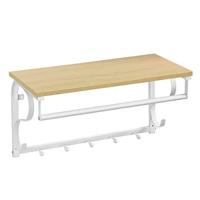 Abbildung von VASAGLE Wandgarderobe, Wandregal mit 5 Haken, 60 x 30 31,7 cm (L B H)