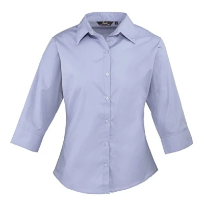 Abbildung von Premier Popeline Bluse / Schlichtes Arbeitshemd, 3/4 Arm (46) (Mittelblau)