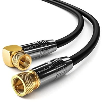 Abbildung von deleyCON HDTV SAT Antennenkabel 3m Schwarz 1x 90 gewinkelt 2x Kabel