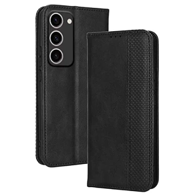Abbildung von Topme Handyhülle hülle fur Samsung Galaxy S23+ 5G 6.6&quot; Inches Case Schutzhülle, aus Leder mit Stilvollem, Strukturiertem Kartenschlitz.Schwarz
