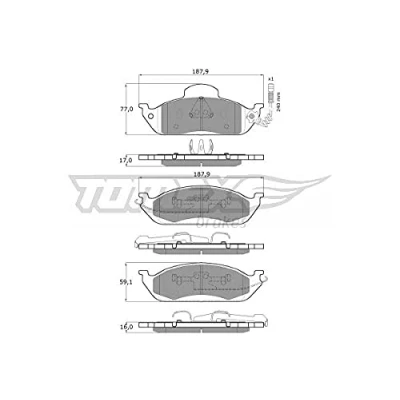 Abbildung von TOMEX brakes TX 12 83 Bremsbelagsatz Vorderachse inkl. Verschleißwarnkontakt MERCEDES BENZ: ML Klasse