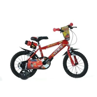 Abbildung von Dino Kinderfahrrad &quot;Cars Buddy&quot;, 1 Gang, mit Stützrädern, Trinkflasche und Frontschild