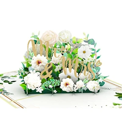 Abbildung von MOKIO® Pop Up Hochzeitskarte Mr. &amp; Mrs. Just married 3D Geschenkkarte zur Hochzeit, edle Glückwunschkarte Trauung, Geldgeschenk für Flitterwochen oder Hochzeitsreise