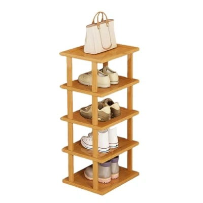 Abbildung von ohfruit Vertikales Schuhregal mit 5/7/8 Ebenen, Holz, Schuhregal, Eingang, vertikal, schmal, hoch, für kleine Räume, Aufbewahrungs Organizer Eingangsbereich, Flur, Schrank, Schlafzimmer