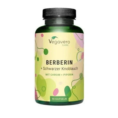 Abbildung von Berberin Kapseln 1000 mg Hochdosierter Extrakt 50:1 Chrom + Schwarzem Knoblauch Piperin Vegan &amp; Ohne Zusatzstoffe Laborgeprüft Deutsche Produktion von Vegavero®