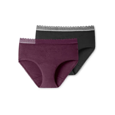 Abbildung von Schiesser Period Panty 2 PACK Menstruationsunterwäsche, Damen, Größe: 38/40, Schwarz pflaume