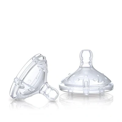 Abbildung von Nuby NT67601 Natural Touch Soft Flex Flaschensauger aus Silikon, Grösse M für mittleren Trinkfluss, Muttermilch, Milch, Tee, Säfte, 2er Pack