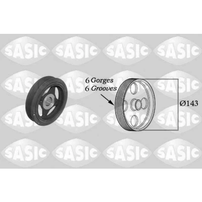 Abbildung von SASIC 2154023 Kurbelwellenriemenscheibe 143 NISSAN: X Trail, Qashqai / Qashqai+2 I, Tiida Schrägheck, RENAULT: SCENIC 3, GRAND CLIO 3