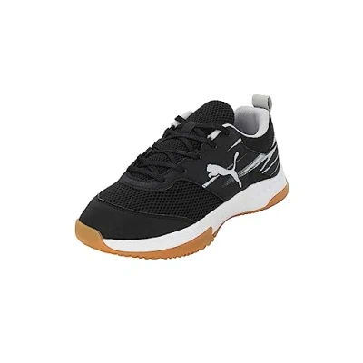 Abbildung von Puma Varion II JR Unisex Handballschuh für Kinder, Größe: 37.5, Black/light gray/yellow blaze Schuhe